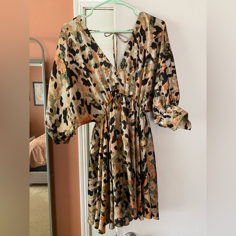 Patterned Multi Colored Mini Dress - image 1